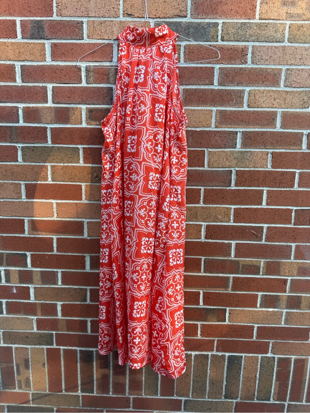 Ann Taylor Orange White Medallion Print Halter Maxi Dress Size Medium